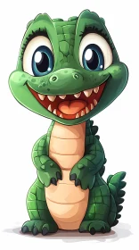 Playful Green Crocodile Character