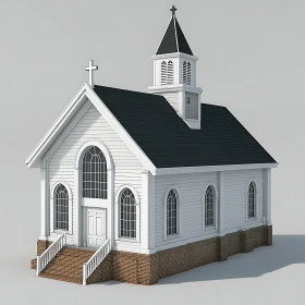 Architectural Rendering of a White Church