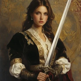 Portrait of Woman Holding Sword