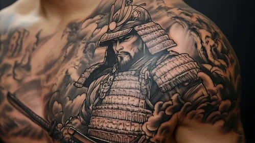 Armored Samurai Tattoo on Chest