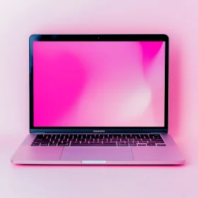 Sleek Laptop with Vibrant Pink Display