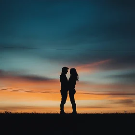 Silhouette of Couple in Love