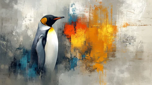 Penguin and Abstract Vivid Colors