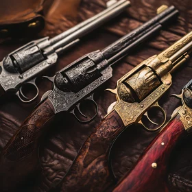 Engraved Revolvers Still Life