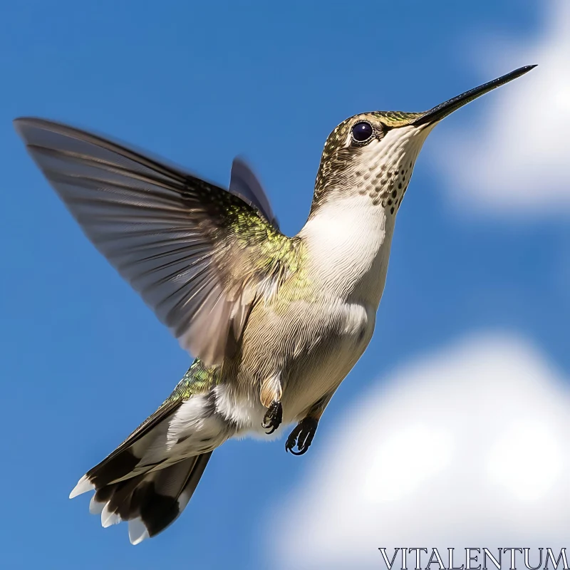 Flying Hummingbird Portrait AI Image