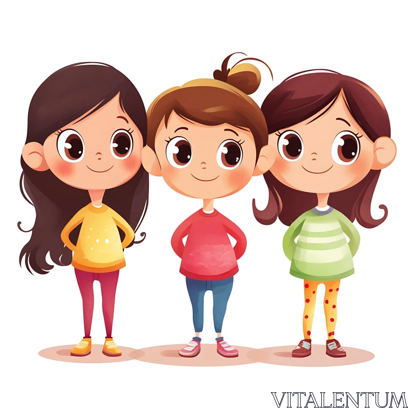 AI ART Three Friends: A Cartoon Illustration