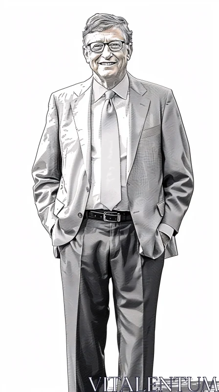 AI ART Drawing of Bill Gates in a Suit