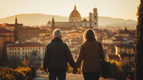 Elderly Couple Enjoying Florence View