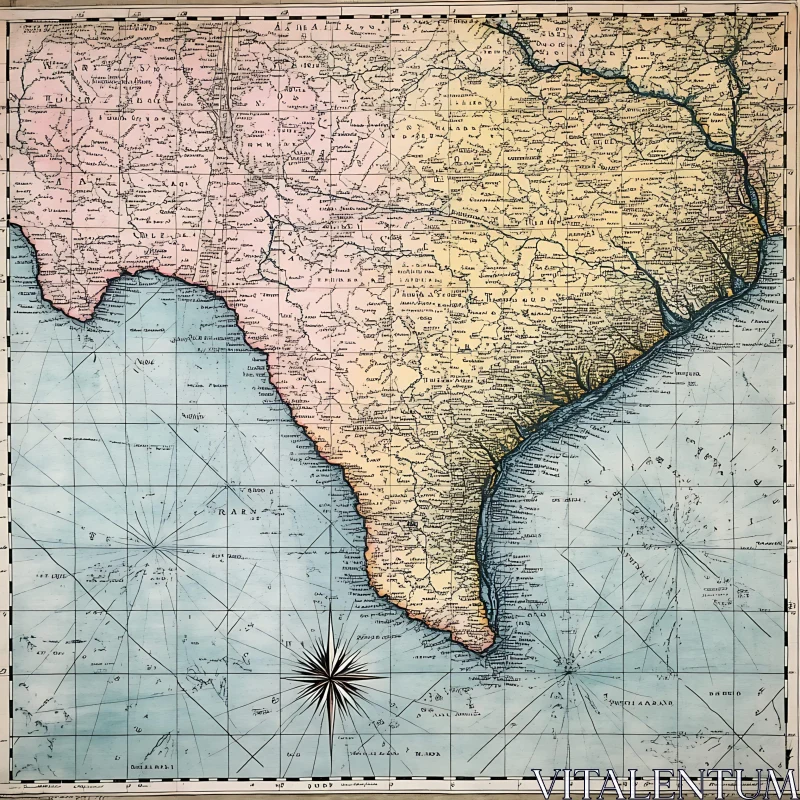 Vintage Geographical Map AI Image