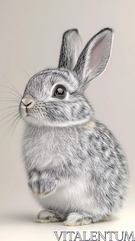 Charming Grey and White Bunny AI Image