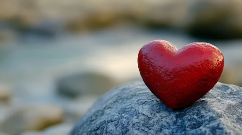 Red Heart on Stone