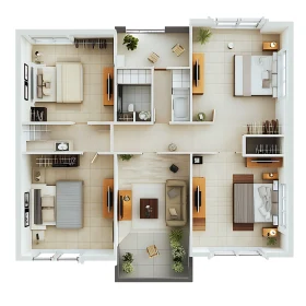 Detailed Home Interior Layout Blueprint