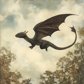 Dragon in Flight over Forest Canopy