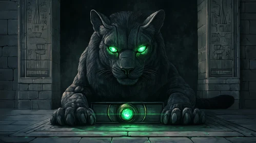 Glowing Eyed Panther Stone Guardian