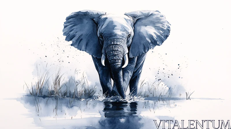 Watercolor Elephant in Harmony AI Image