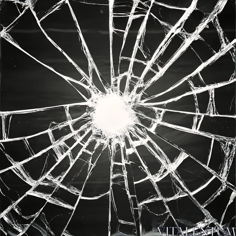 AI ART Fractured Glass: A Study in Black and White