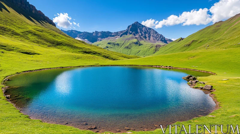 AI ART Serene Alpine Lake in Mountainous Landscape