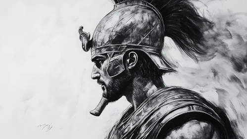 Monochrome Sketch of a Warrior