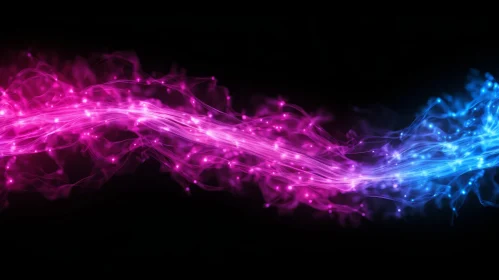Pink and Blue Light Waves on a Black Background - Electric Fantasy Art