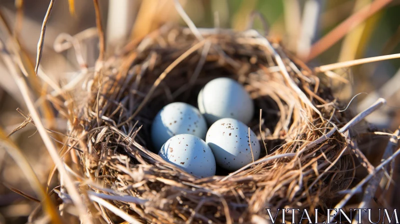 Southern Countryside Style: Bird Nest with Blue Eggs AI Image