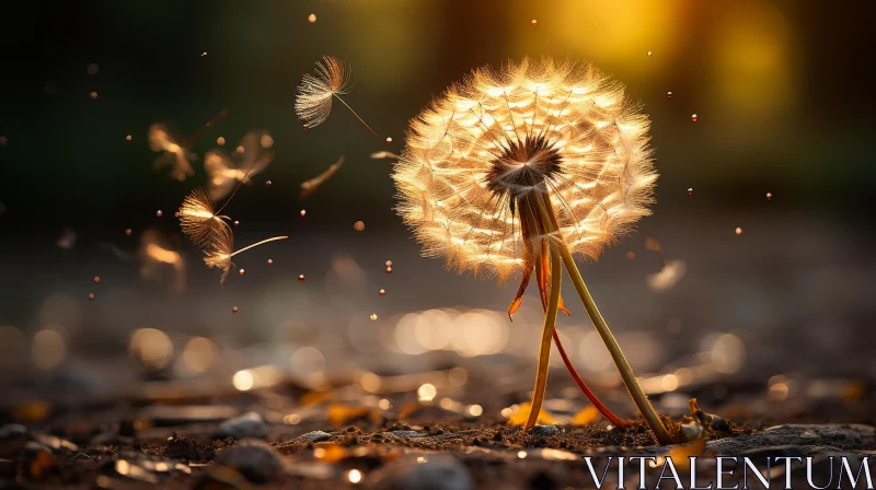 Sunlit Dandelions: A Dance of Light and Texture AI Image