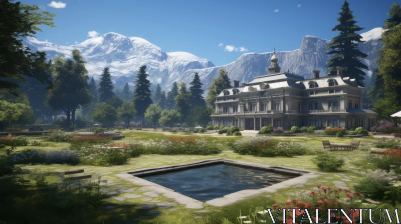 Unreal Landscapes: A Video Game's Surreal Garden and House AI Image