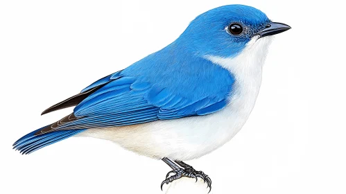 Blue and White Bird Illustration
