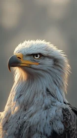 Eagle Close-Up with Sunlit Feathers