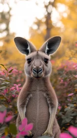 Kangaroo in Vibrant Floral Setting