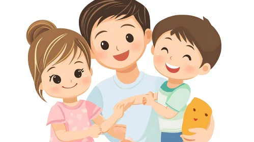 Happy Family Cartoon Illustration