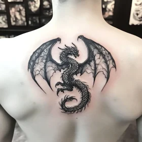 Black Ink Dragon Tattoo Design