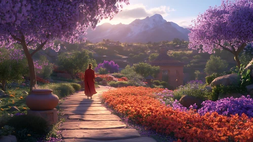 Serene Walk Through a Mountain Garden