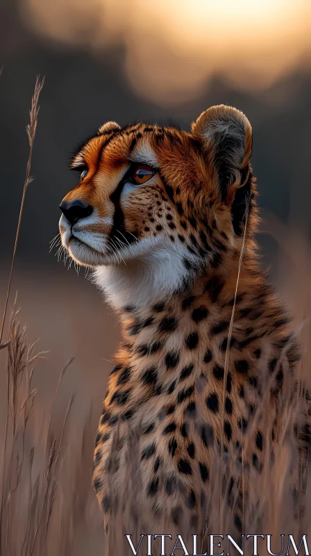 Serene Cheetah at Sunset AI Image