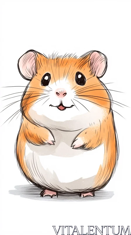 Charming Hamster Sketch Art AI Image