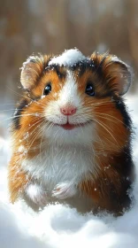 Cute Hamster in Snow