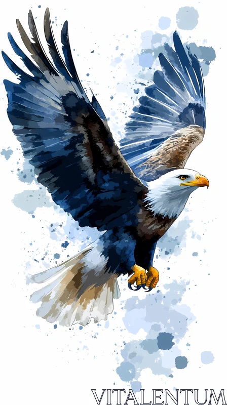 Soaring Eagle Watercolor Painting AI Image