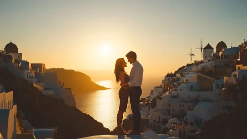 Santorini Sunset: A Moment of Love