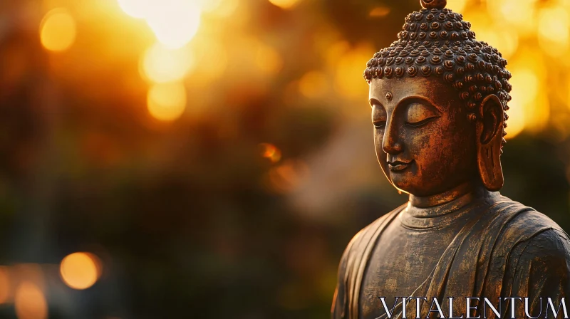 Peaceful Buddha in Golden Light AI Image