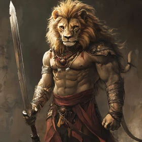 Fierce Lion Warrior Ready for Battle