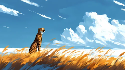 Cheetah in Serene Grasslands