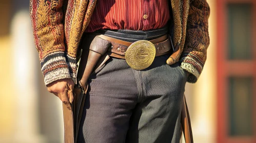 Man in Vintage Clothing with Gun