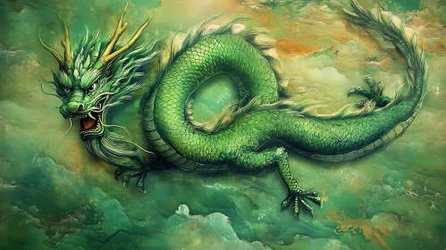 Emerald Dragon in the Clouds Artwork