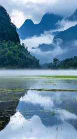 Peaceful Mountain and Lake Scenery