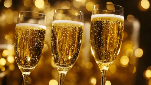 Golden Champagne Flutes Celebration Moment