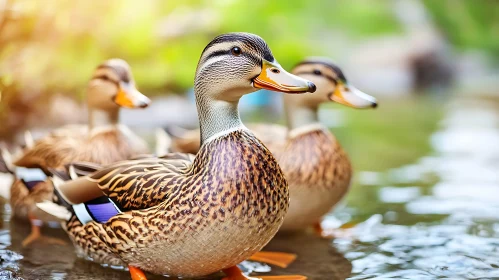 Ducks Paddling in Serene Water