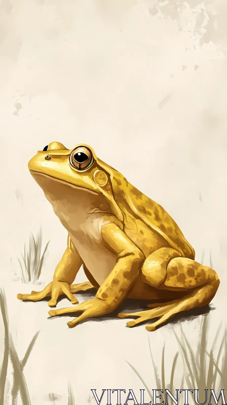 Artistic Painting of a Golden Frog AI Image