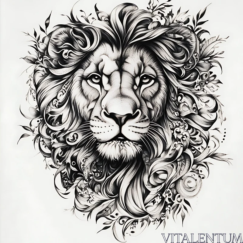 AI ART Monochrome Lion Art