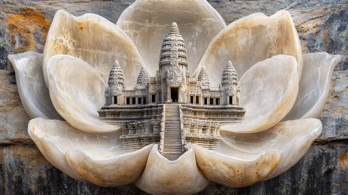 Angkor Wat nestled in a Stone Flower