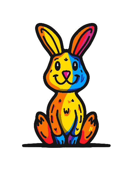 Vibrant Rabbit Art for Apparel POD Design