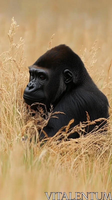 Gorilla Amidst Grass AI Image